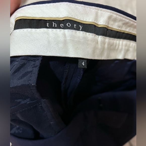 Theory Women's Blue Wide Leg Cropped Crop Stretch Pants Size 4 Cotton Lycra - Picture 6 of 9